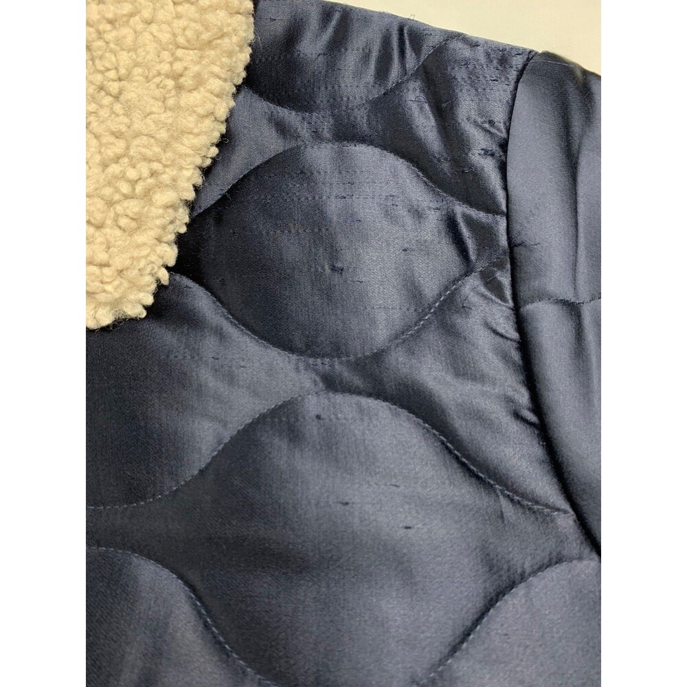 J Crew Collection Quilted Cocoon Coat XXL Navy Sherpa Collar Primaloft NWT - Picture 12 of 14